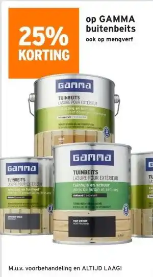 GAMMA 25% KORTING op GAMMA buitenbeits ook op mengverf aanbieding