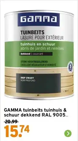 GAMMA GAMMA tuinbeits tuinhuis & schuur dekkend RAL 9005 diep zwart 750 ml aanbieding