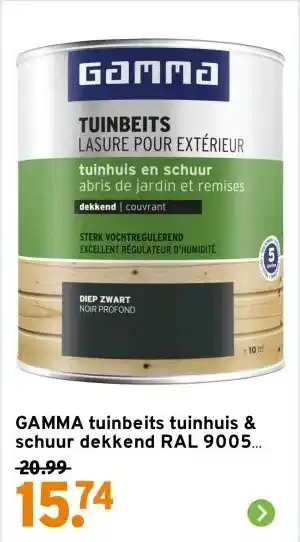 GAMMA GAMMA tuinbeits tuinhuis & schuur dekkend RAL 9005 diep zwart 750 ml aanbieding