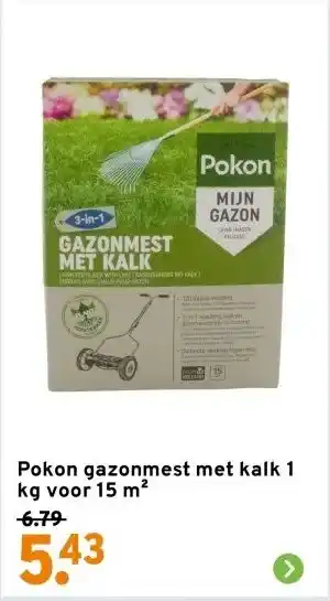 GAMMA Pokon gazonmest met kalk 1 kg voor 15 m² aanbieding