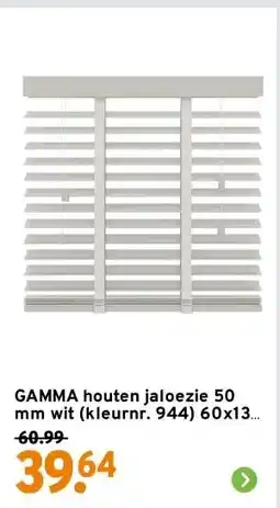 GAMMA GAMMA houten jaloezie 50 mm wit (kleurnr. 944) 60x130 cm (bxh) aanbieding