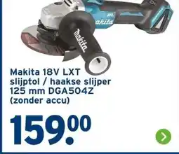 GAMMA Makita 18V LXT slijptol / haakse slijper 125 mm DGA504Z (zonder accu) aanbieding