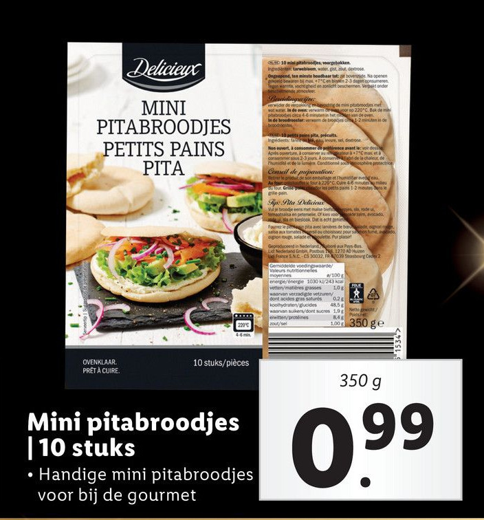 Mini pitabroodjes 10 stuks aanbieding bij Lidl
