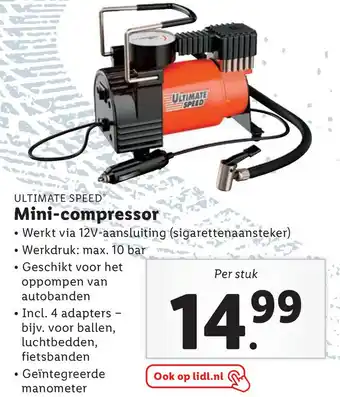 Lidl ULTIMATE SPEED Mini-compressor aanbieding