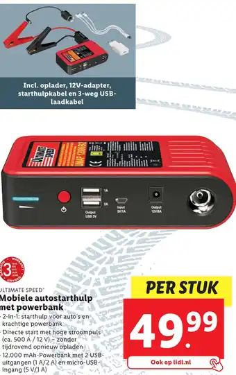 Lidl ULTIMATE SPEED Mobiele autostarthulp met powerbank aanbieding