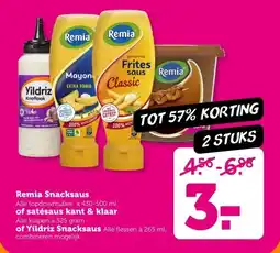 Coop Remia Snacksaus of satésaus kant & klaar of Yildriz Snacksaus aanbieding