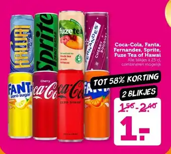 Coop Coca-Cola, Fanta, Fernandes, Sprite, Fuze Tea of Hawai aanbieding