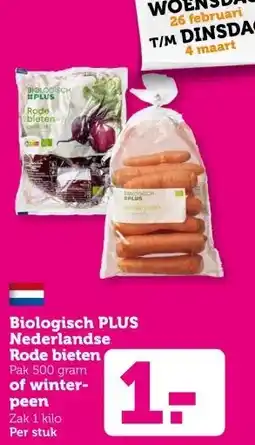 Coop Biologisch PLUS Nederlandse of winterpeen aanbieding