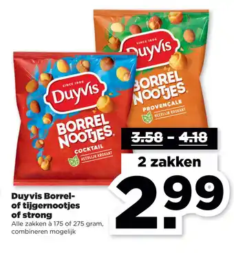 PLUS Duyvis Borrel- of tijgernootjes of strong aanbieding