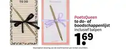 Wibra PoetsQueen to do- of boodschappenlijst inclusief balpen aanbieding