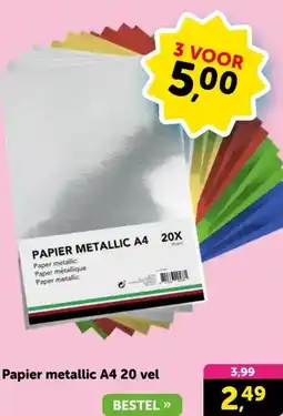 Boekenvoordeel Papier metallic A4 20 vel aanbieding