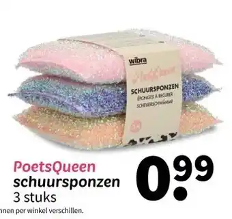 Wibra PoetsQueen schuursponzen 3 stuks aanbieding