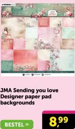 Boekenvoordeel JMA Sending you love Designer paper pad backgrounds aanbieding