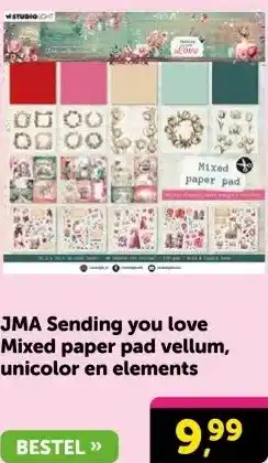 Boekenvoordeel JMA Sending you love Mixed paper pad vellum, unicolor en elements aanbieding