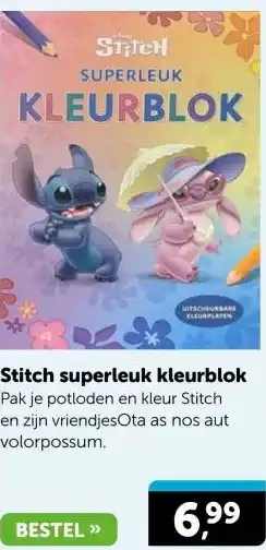 Boekenvoordeel Stitch superleuk kleurblok aanbieding