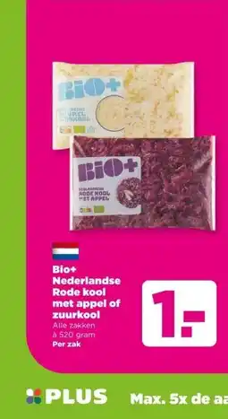 PLUS Bio+ Nederlandse Rode kool met appel of zuurkool aanbieding