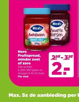 PLUS Hero Fruitspread, minder zoet of zero aanbieding