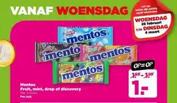 PLUS Mentos Fruit, mint, drop of discovery aanbieding