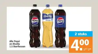 Albert Heijn Alle Pepsi en Rivella 1.5 literflessen aanbieding