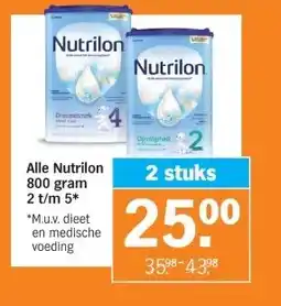 Albert Heijn Alle Nutrilon 800 gram 2 t/m 5* aanbieding