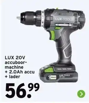 GAMMA LUX 20V accuboor- machine + 2.0Ah accu + lader aanbieding