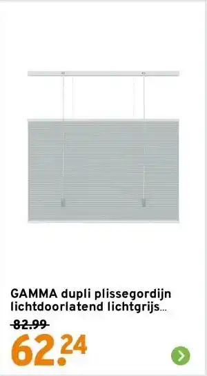 GAMMA GAMMA dupli plissegordijn lichtdoorlatend lichtgrijs (kleurnr. 6006) 60x180 cm (bxh) aanbieding