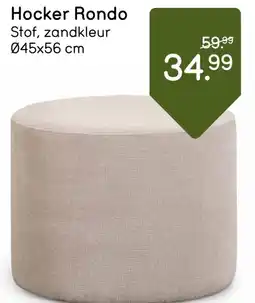 Leen Bakker Hocker Rondo Stof, zandkleur aanbieding