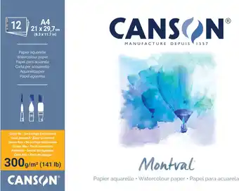 Amazon CANSON Montval Aquarelpapier, fijne korrel, 300 g/m², vel, A4-21 x 29,7 cm, natuurlijk wit aanbieding