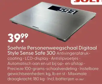 Marskramer Soehnle Personenweegschaal Digitaal Style Sense Safe 300 Antivingerafdruk- aanbieding