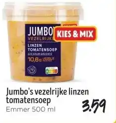 Jumbo Jumbo's vezelrijke linzen tomatensoep aanbieding