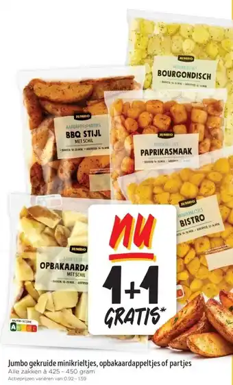 Jumbo Jumbo gekruide minikrieltjes, opbakaardappeltjes of partjes aanbieding