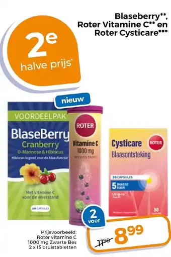 Trekpleister Blaseberry Roter Vitamine C en Roter Cysticare aanbieding