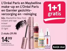 Etos L'Oréal Paris en Maybelline makeup en L'Oréal Paris en Garnier gezichtsverzorging en reiniging aanbieding