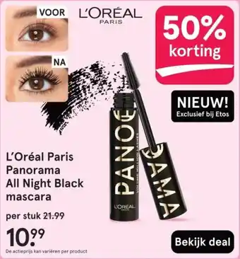 Etos L'Oréal Paris Panorama All Night Black mascara aanbieding