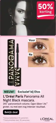 Etos L'Oréal Paris Panorama All Night Black mascara aanbieding