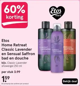 Etos Etos Home Retreat Classic Lavender en Sensual Saffron bad en douche aanbieding