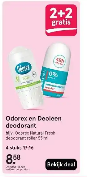 Etos Odorex en Deoleen deodorant aanbieding