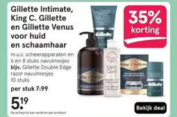 Etos Gillette Intimate, King C. Gillette en Gillette Venus voor huid en schaamhaar aanbieding