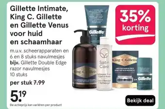 Etos Gillette Intimate, King C. Gillette en Gillette Venus voor huid en schaamhaar aanbieding