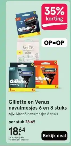 Etos Gillette en Venus navulmesjes 6 en 8 stuks aanbieding