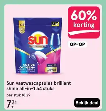 Etos Sun vaatwascapsules brilliant shine all-in-1 34 stuks aanbieding