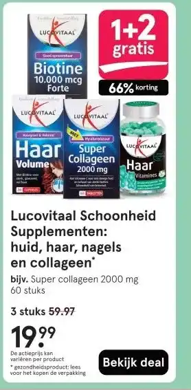 Etos Lucovitaal Schoonheid Supplementen: huid, haar, nagels en collageen* aanbieding