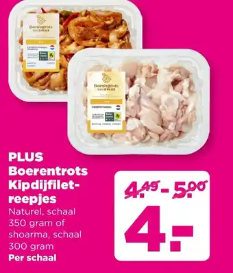 PLUS PLUS Boerentrots Kipdijfilet reepjes aanbieding