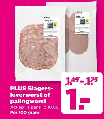 PLUS PLUS Slagers leverworst of palingworst aanbieding