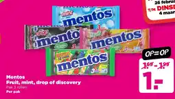 PLUS Mentos Fruit, mint, drop of discovery aanbieding