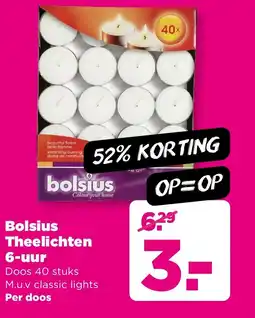 PLUS Bolsius Theelichten 6 uur aanbieding