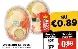 Vomar Voordeelmarkt Westland Salades Luxe Ei, Zalm of Rundvlees. Bak 200 gram aanbieding