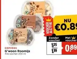 Vomar Voordeelmarkt DIEPVRIES G'woon Roomijs aanbieding