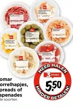 Vomar Voordeelmarkt Vomar Borrelhapjes, Spreads of Tapenades Alle soorten aanbieding