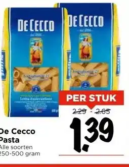 Vomar Voordeelmarkt De Cecco Pasta Alle soorten 250-500 gram aanbieding